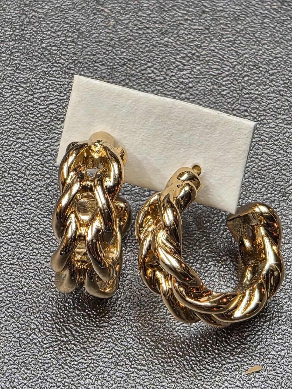 American Eagle Twisted Gold Tone Hoop Earrings Chunky Rope New With Tags NWT